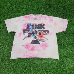 Pink-Floyd Tie-Dye Crop Shirt Womens Medium 19x20 Pink